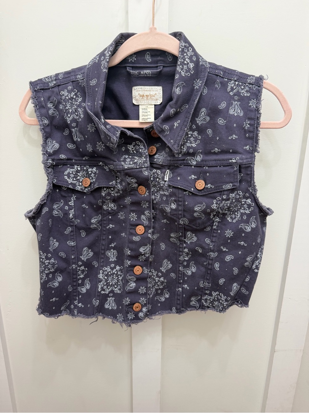 Levi's Navy Bandana Print Denim Vest